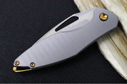 Koenig Mini Arius Nonflipper - Standard with Plexa Patterned Handle - Burnished Blade with Polished Flats - Bronze Spacer & Hardware / Blasted Clip (Gen 1) - Northwest Knives