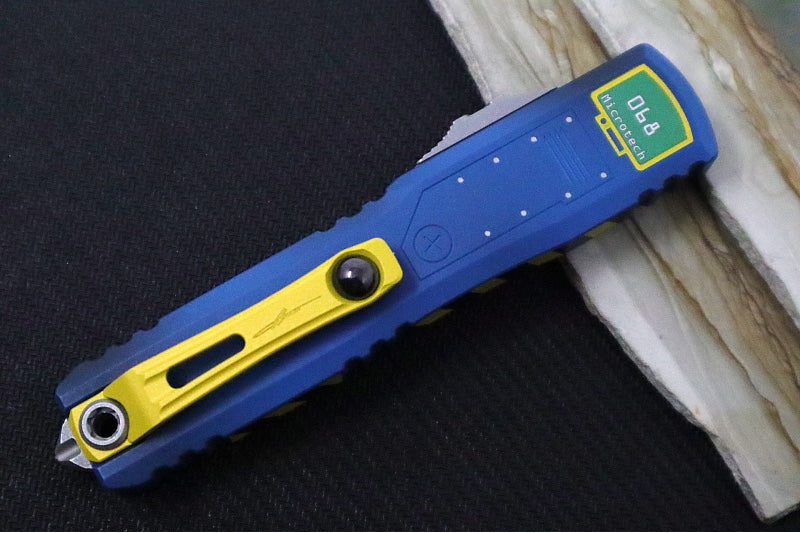 Microtech Ultratech ZBP (Zero Blade Play) Gen III OTF Fallout Signature Series - Apocalyptic Finish / Dagger Blade / "Fallout" Anodized Aluminum Handle 1122-10FOS - Northwest Knives