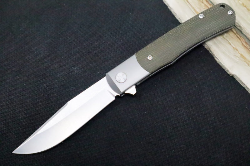 Boker TRPPR Flipper - Green Micarta & Titanium Handle Scales / Drop Point Blade / CPM-Magnacut Steel 112943