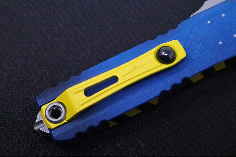 Microtech Ultratech ZBP (Zero Blade Play) Gen III OTF Fallout Signature Series - Apocalyptic Finish / Dagger Blade / "Fallout" Anodized Aluminum Handle 1122-10FOS - Northwest Knives