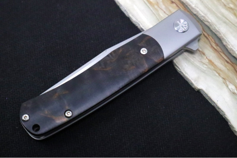 Boker TRPPR Flipper - Curly Birch & Titanium Handle Scales / Drop Point Blade / CPM-Magnacut Steel 112098