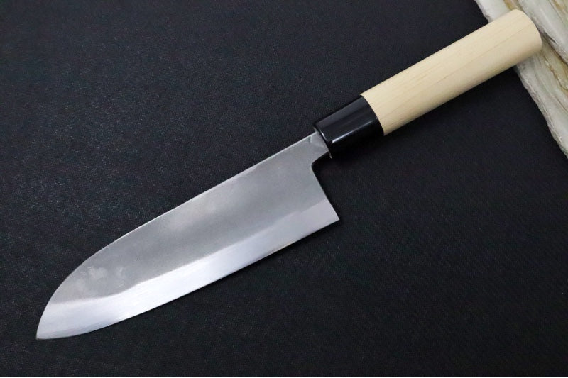 Watanabe Blades - 6.5" Shirouchi Santoku - Stainless Clade Blue Steel - Ho Wood Handle with Plastic Hilt - Made in Seki City, Japan