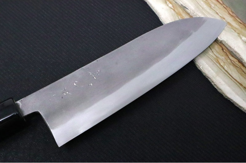 Watanabe Blades - 6.5" Shirouchi Santoku - Stainless Clade Blue Steel - Ho Wood Handle with Plastic Hilt - Made in Seki City, Japan
