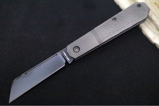 Jack Wolf Knives Midnight Jack Slipjoint - Reverse Tux Titanium Jigged Inlay / Bead Blasted Titanium Frame & Bolsters / CPM-S90V Steel