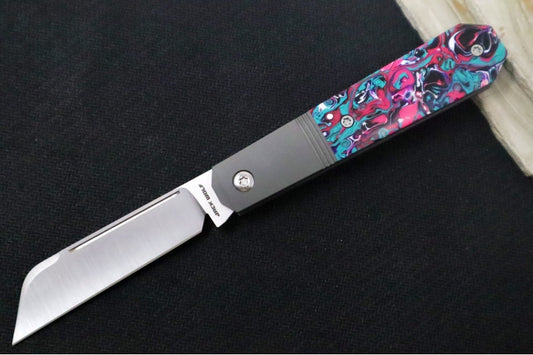 Jack Wolf Knives Midnight Jack Slipjoint - Kaotic Resin Inlay / Bead Blasted Titanium Frame & Bolsters / CPM-S90V Steel