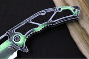 Heretic Knives Medusa Manual Flipper - Hand Painted Negative Cel Shade Tanto Blade / CPM-Magnacut Steel / Hand Painted Negative Cel Shade Aluminum Handle with Black Grip-Tape Inlays H009-NCS-TX - Northwest Knives