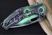 Heretic Knives Medusa Manual Flipper - Hand Painted Negative Cel Shade Tanto Blade / CPM-Magnacut Steel / Hand Painted Negative Cel Shade Aluminum Handle with Black Grip-Tape Inlays H009-NCS-TX - Northwest Knives
