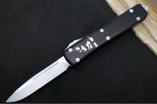 Microtech Signature Series Ultratech OTF - Steamboat Willie Design / Single Edge Blade / Dirty White Finish - 121-1SB