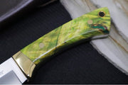 Muela Knives COL-7G Fixed Blade - Lime Green Vacuum-Stabilized Wood Handle / Stainless Steel MOVA Blade / Leather Sheath - Northwest Knives