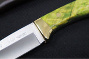 Muela Knives COL-7G Fixed Blade - Lime Green Vacuum-Stabilized Wood Handle / Stainless Steel MOVA Blade / Leather Sheath - Northwest Knives