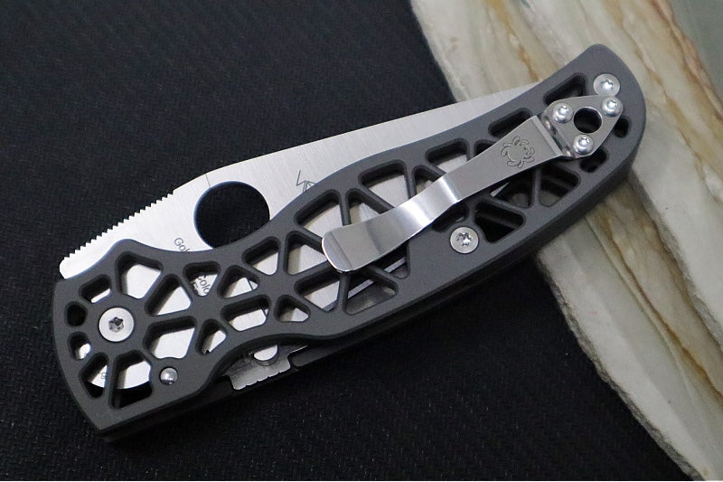 Spyderco Edgerati - Skeletonized Anodized Aluminum Handle / Satin Finished Blade / CPM-S30V Steel C266ALP