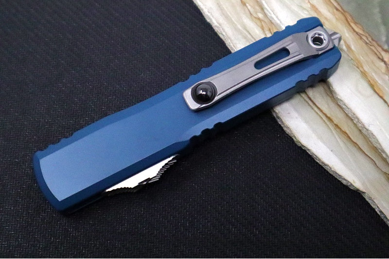 Microtech Ultratech Gen IV OTF Deep Ocean - Stonewash Finish / Drop Point Blade / Deep Ocean Anodized Aluminum Handle 11214-10DO - Northwest Knives