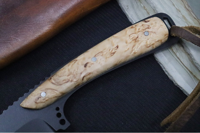 Emery Custom Knives Fixed Blade 4" - Amboyna Wood Handle / CPM-S35VN Blade / Hand-Stitched Brown Leather Sheath ZC00062651