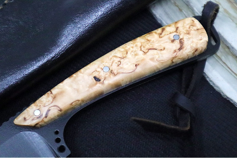 Emery Custom Knives Fixed Blade 4" - Amboyna Wood Handle / CPM-S35VN Blade / Hand-Stitched Brown Leather Sheath ZC00062652