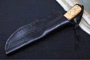 Emery Custom Knives Fixed Blade 4" - Amboyna Wood Handle / CPM-S35VN Blade / Hand-Stitched Brown Leather Sheath ZC00062652 - Northwest Knives