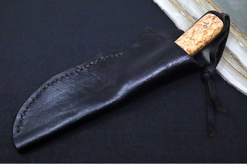 Emery Custom Knives Fixed Blade 4" - Amboyna Wood Handle / CPM-S35VN Blade / Hand-Stitched Brown Leather Sheath ZC00062652