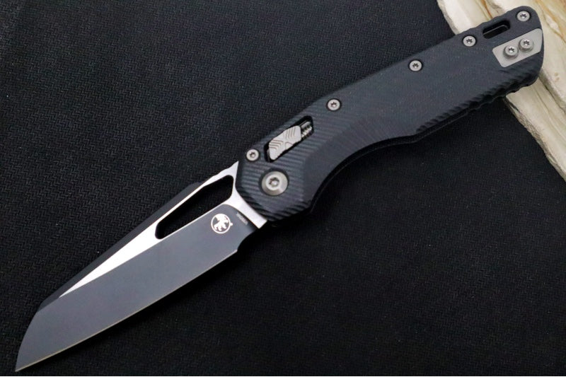 Microtech MSI Manual Folder - Black Two-Toned Finished Blade / Fluted Black G-10 Handle 210-1FLGTBK