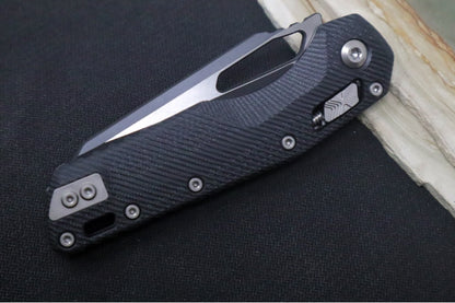 Microtech MSI Manual Folder - Black Two-Toned Finished Blade / Fluted Black G-10 Handle 210-1FLGTBK