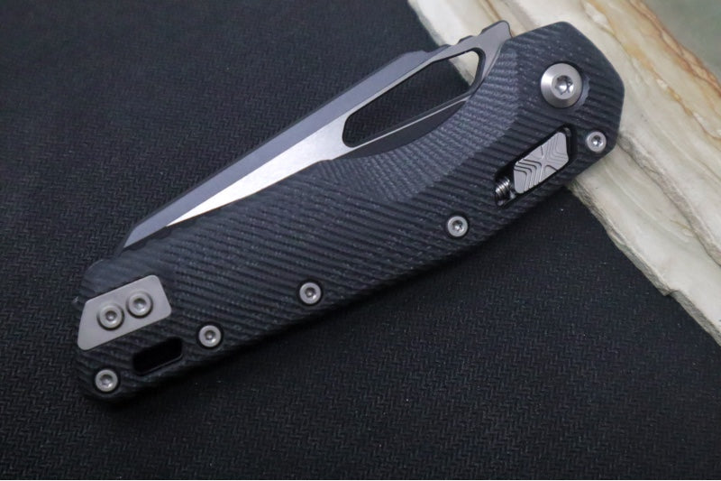 Microtech MSI Manual Folder - Black Two-Toned Finished Blade / Fluted Black G-10 Handle 210-1FLGTBK - Northwest Knives