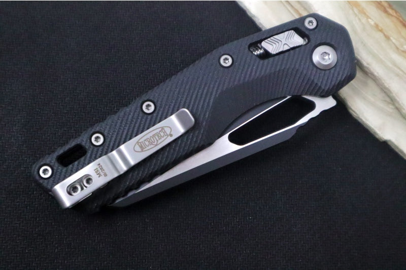 Microtech MSI Manual Folder - Black Two-Toned Finished Blade / Fluted Black G-10 Handle 210-1FLGTBK