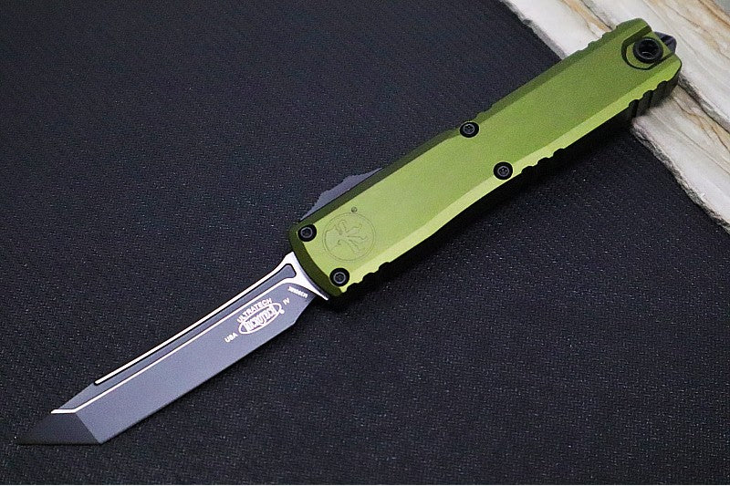 Microtech Ultratech Gen IV OTF - Black Finish / Tanto Blade / OD Green Anodized Aluminum Handle 11234-1OD