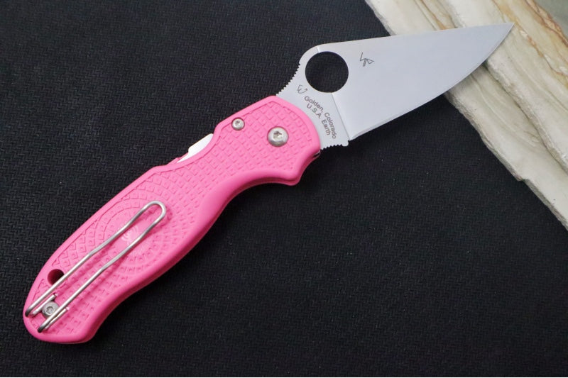 Spyderco Paramilitary 3 Lightweight - Pink FRN / BD1N Steel / Leaf Shaped Blade - C223PPN - Northwest Knives