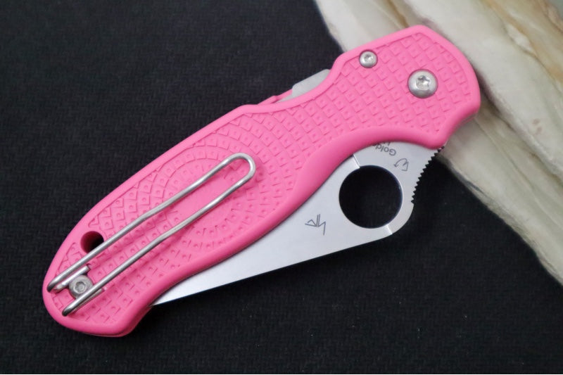 Spyderco Paramilitary 3 Lightweight - Pink FRN / BD1N Steel / Leaf Shaped Blade - C223PPN - Northwest Knives