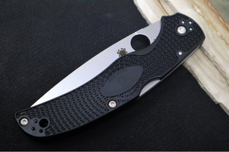 Spyderco Native Chief - Drop Point Blade with Full Serrations / Satin Finish / Black FRN Handle Scales C244SBK