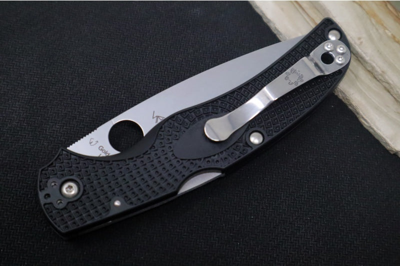 Spyderco Native Chief - Drop Point Blade with Full Serrations / Satin Finish / Black FRN Handle Scales C244SBK
