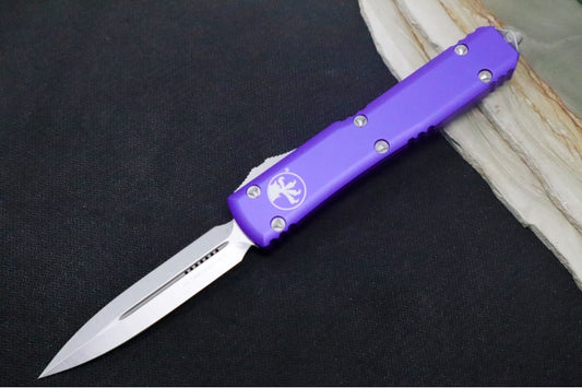 Microtech Ultratech OTF - Stonewash Finish / Dagger Blade / Purple Aluminum Handle 122-10PU