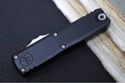 Microtech UTX-85 OTF Gen IV- Single Edge Blade / Stonewash Finish / Black Anodized Aluminum Handle 12314-10 - Northwest Knives