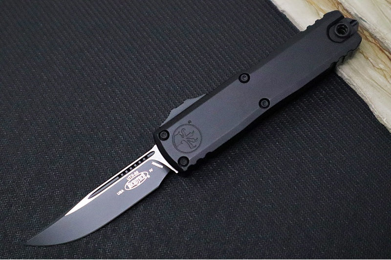 Microtech UTX-85 OTF Gen IV- Single Edge Blade / Black Finish / Black Anodized Aluminum Handle 12314-1T - Northwest Knives