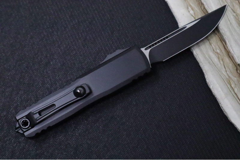 Microtech UTX-85 OTF Gen IV- Single Edge Blade / Black Finish / Black Anodized Aluminum Handle 12314-1T