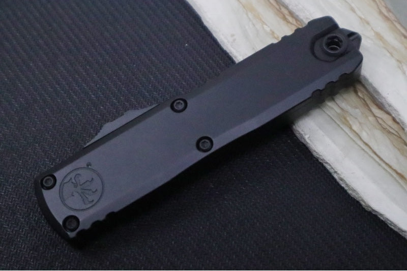 Microtech UTX-85 OTF Gen IV- Single Edge Blade / Black Finish / Black Anodized Aluminum Handle 12314-1T - Northwest Knives