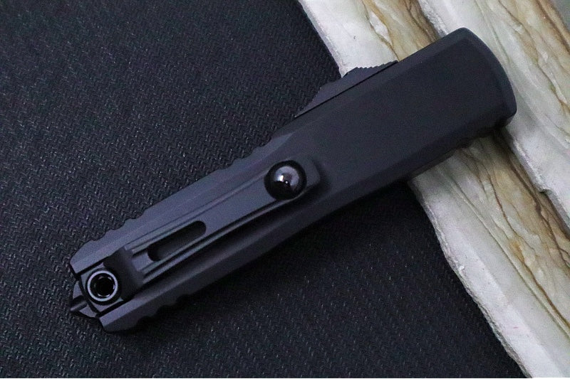 Microtech UTX-85 OTF Gen IV- Single Edge Blade / Black Finish / Black Anodized Aluminum Handle 12314-1T - Northwest Knives