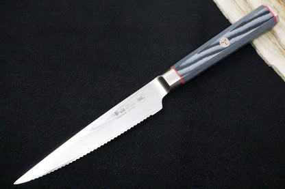 Cangshan Cutlery YARI Series 5" Serrated Utility Knife - Forged X-7 Damascus - Gray Magnetic Sheath 501264
