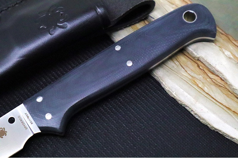 Spyderco Shelter Cove Fixed Blade - 8Cr17MoV Steel / Trailing Point Blade / Black Contoured G-10 Handle FB52GP