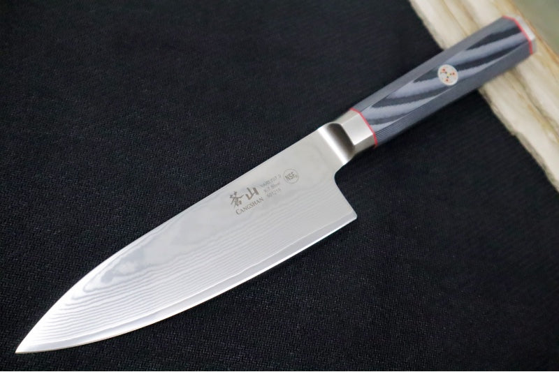 Cangshan Cutlery YARI Series 6" Chef's Knife - Forged X-7 Damascus - Gray Magnetic Sheath 501219 - Northwest Knives