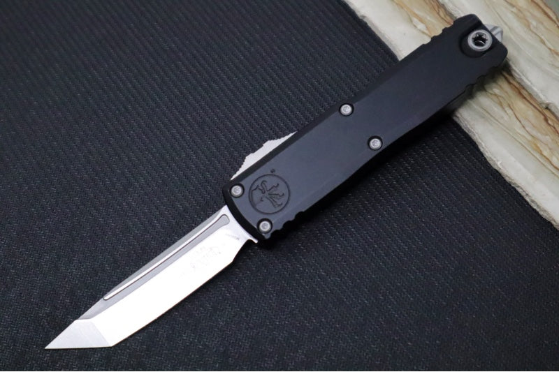 Microtech UTX-85 OTF Gen IV- Tanto Blade / Stonewashed Finish / Black Anodized Aluminum Handle 12334-10