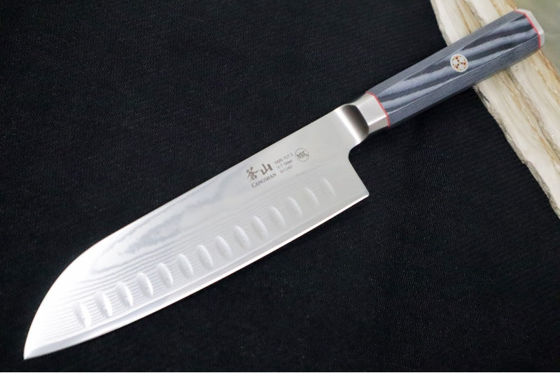 Cangshan Cutlery YARI Series 7" Santoku Knife - Forged X-7 Damascus - Gray Magnetic Sheath 501240 - Northwest Knives