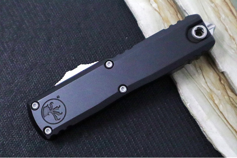 Microtech UTX-85 OTF Gen IV- Tanto Blade / Stonewashed Finish / Black Anodized Aluminum Handle 12334-10