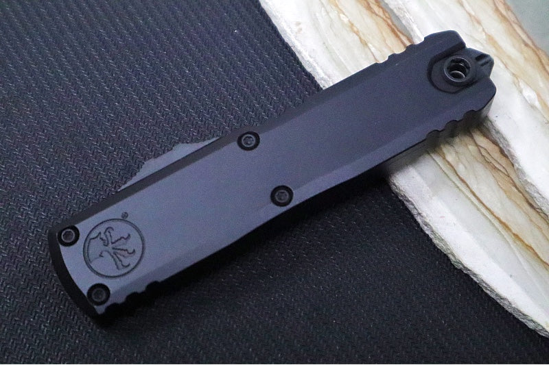 Microtech UTX-85 OTF Gen IV Tactical - Tanto Blade / Black Finish / Black Anodized Aluminum Handle 12334-1T - Northwest Knives