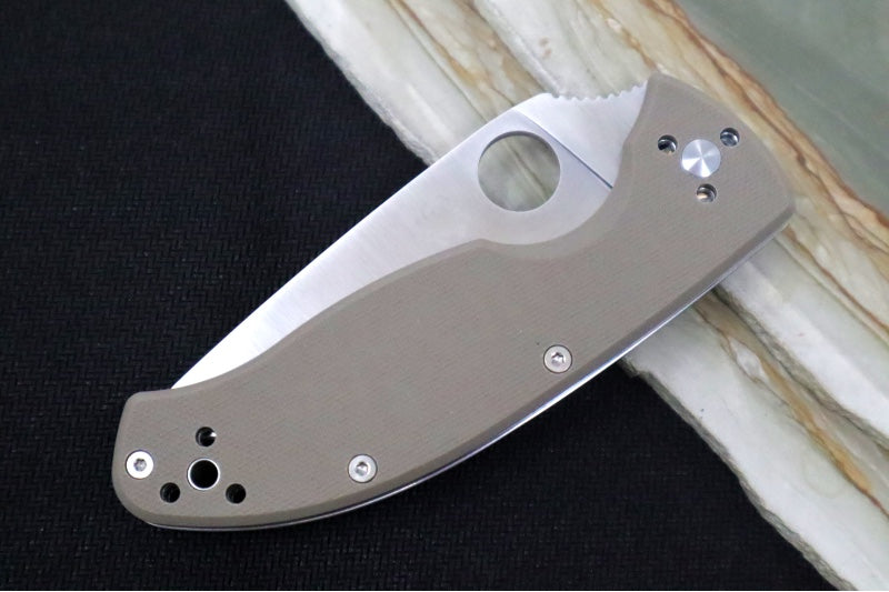 Spyderco Tenacious - Brown G-10 Handle / Satin CPM-M4 / Partial Serrated Blade - C122GBNM4PS