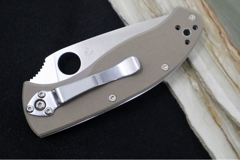 Spyderco Tenacious - Brown G-10 Handle / Satin CPM-M4 / Partial Serrated Blade - C122GBNM4PS