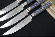 Cangshan Cutlery YARI Series 4pc Fine Edge Steak Knife Set - Forged X-7 Damascus - Ashwood Storage Box 501325 - Northwest Knives