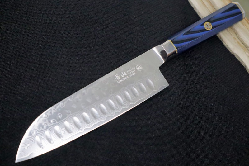 Cangshan Cutlery Kita Series 7" Santoku - 67 Layered Forged X-7 Damascus - Magnetic Wood Saya Sheath 501424 - Northwest Knives
