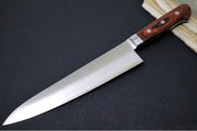 Kikuichi Warikomi Gold - 8" Bunka - Stainless Steel - Mahogany Wood Handle - Made in Nara, Japan - Northwest Knives