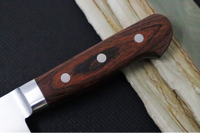 Kikuichi Warikomi Gold - 8" Bunka - Stainless Steel - Mahogany Wood Handle - Made in Nara, Japan - Northwest Knives