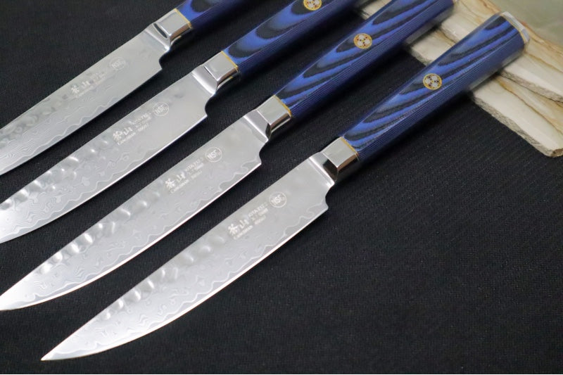 Cangshan Cutlery Kita Series 4pc Steak Knife Set - 67 Layered Forged X-7 Damascus - Ash Wood Storage Box 501509 - Northwest Knives