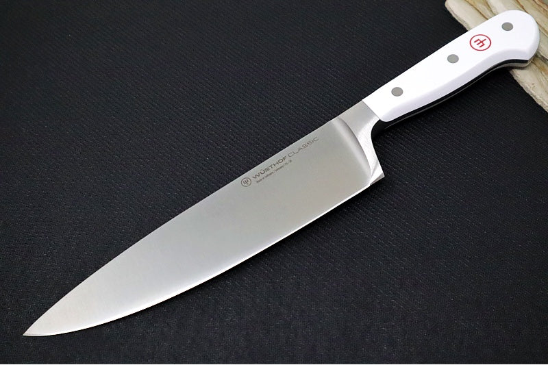 Wusthof Classic White - 8" Chef's Knife - Fully forged German stainless steel (X50 CrMoV 15) - Made in Solingen, Germany